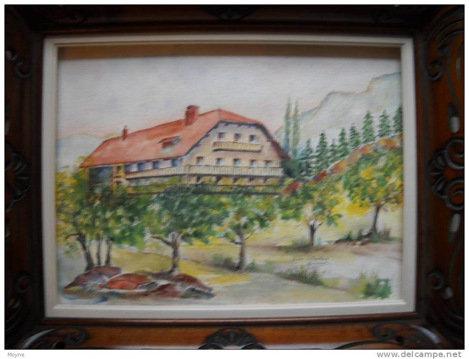 Hte Savoie  -  COMBLOUX  Les  CHALETS -  SUPERBE AQUARELLE SIGNEE - Wasserfarben