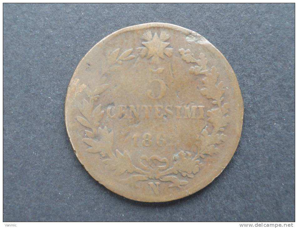 1862 N - 5 Centesimi - Italie - 1861-1878 : Vittoro Emanuele II