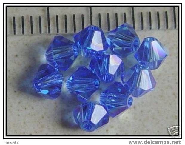 Lot De 10 Toupies Swarovski 4mm Sapphire AB - Perles En Véritable Cristal - Perlen