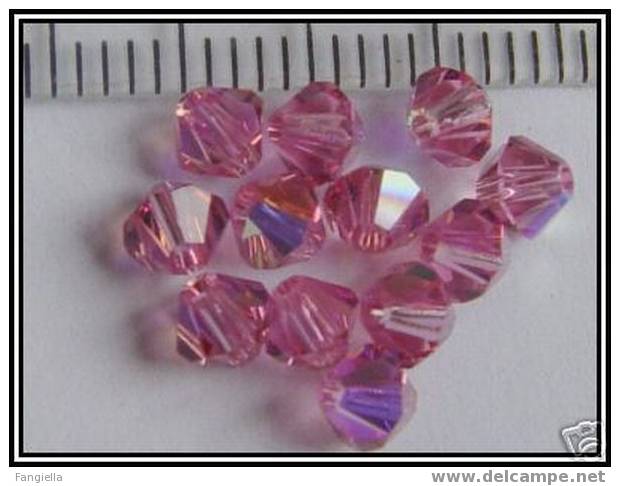 Lot De 10 Toupies Swarovski 4mm Rose AB Perles En Cristal Véritable - Parels