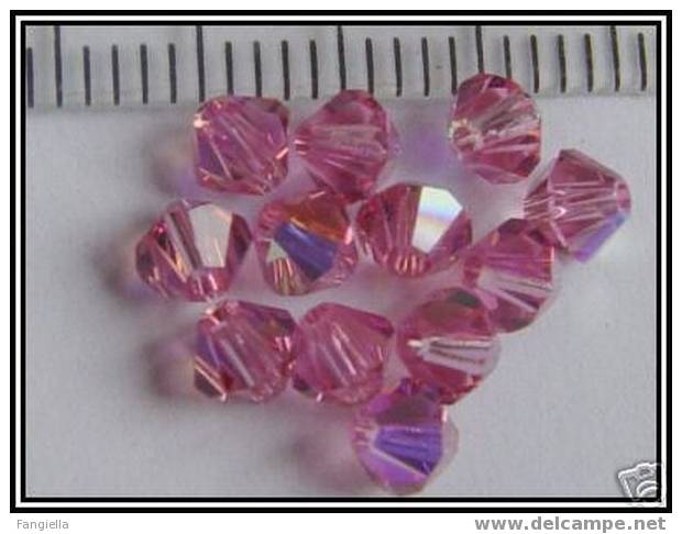 Lot De 10 Toupies Swarovski 4mm Rose AB Perles En Cristal Véritable - Perle