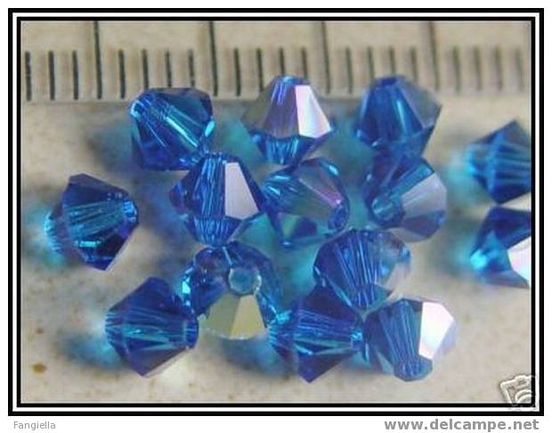 Lot De 10 Toupies Swarovski 4mm Capri Blue AB - Perle