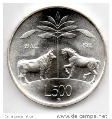 ITALIA 500 LIRE 1981 VIRGILIUS M AG - Gedenkmünzen