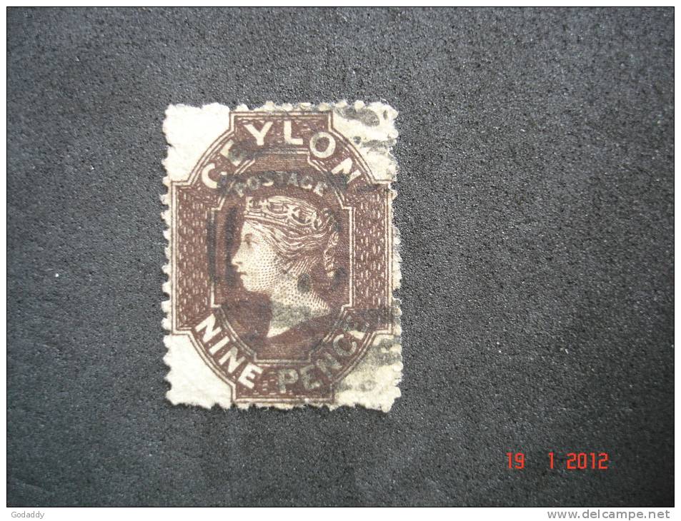 Ceylon  1863   Q.Victoria  9d    Sepia     SG57   Used - Ceylon (...-1947)