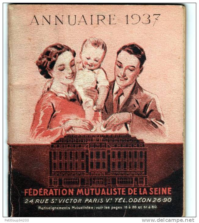 DOCUMENT COMMERCIAL PUBLICITE ANNUAIRE  Federation Mutualiste De La Seine 1937 - Bank & Insurance