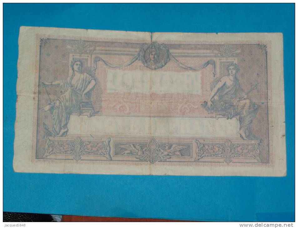 1000 Frs Bleu Et Rose - Type 1889 Du 21 Aout 1919 ( Rare ) F.1280 - N°284 TB - épinglage - Plis - Coupes - Pas De Manque - 1 000 F 1889-1926 ''Bleu Et Rose''