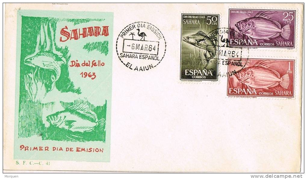 Carta SAHARA 1964. Excolonia Española. Aaiun Dia Del Sello - Sahara Español