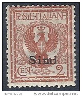 1912 EGEO SIMI AQUILA 2 CENT MH * - RR9808 - Egée (Simi)