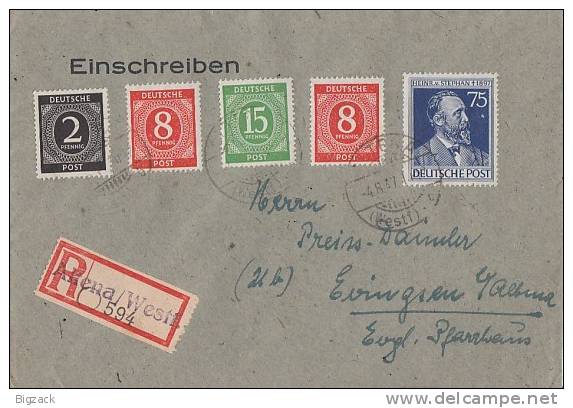 Gemeina. R-Brief Mif Minr.912,2x 917,922,964 Altena 4.8.47 - Sonstige & Ohne Zuordnung