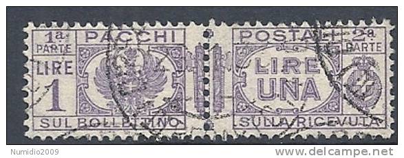 1927-32 REGNO USATO PACCHI POSTALI 1 LIRA STRANO DECALCO - RR9821 - Postal Parcels