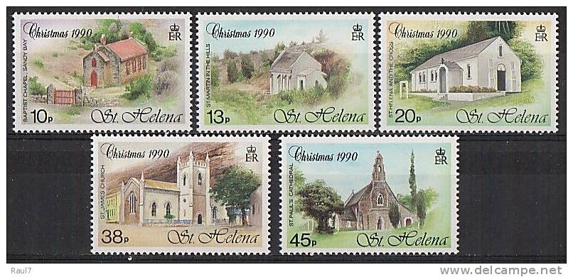 ST-HELENA - 1990 - Noël'90, Edifices Religieux, églises - 5v Neufs - Mnh - Saint Helena Island