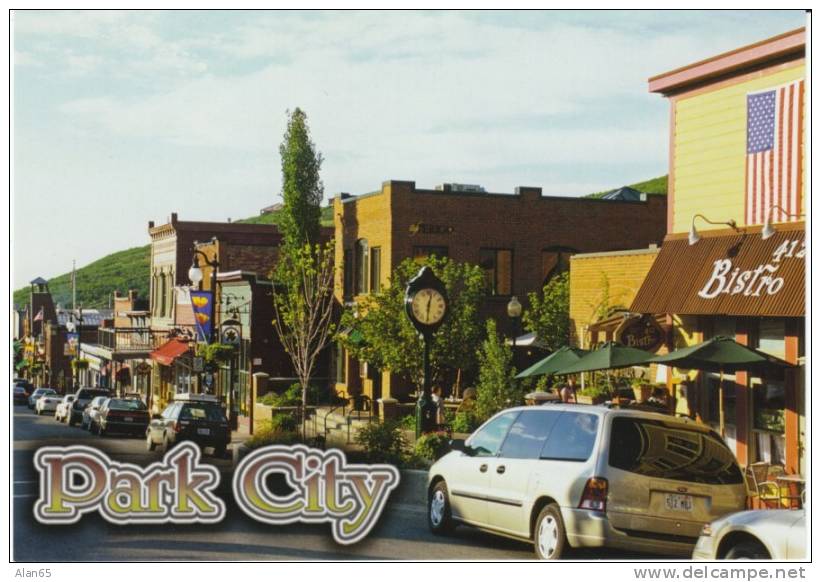 Park City UT Utah, Street Scene, Autos Store Fronts Signs, On C1990s/2000s Vintage Postcard - Autres & Non Classés