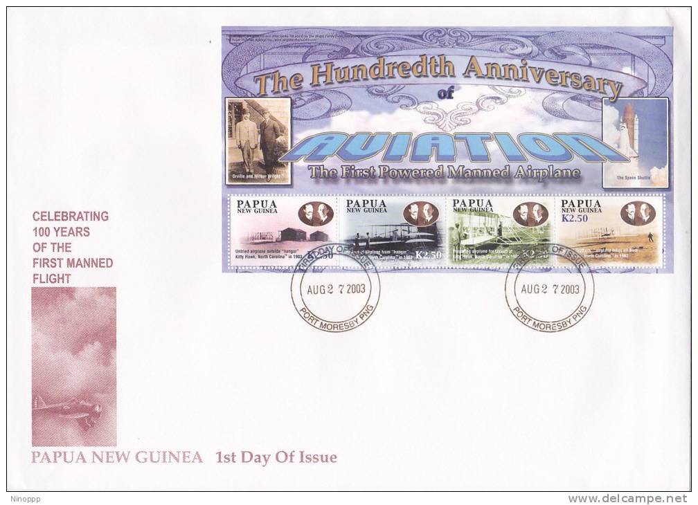 Papua New Guinea-2003 Aviation 100 Years Sheetlet FDC - Papua Nuova Guinea