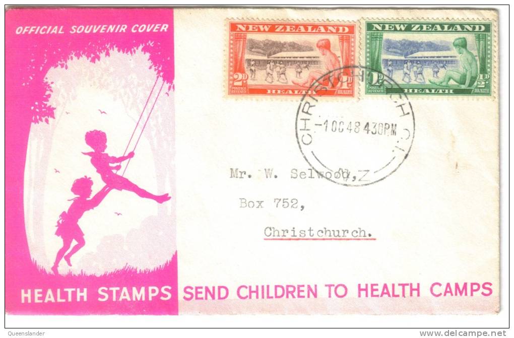 1948 FDC New Zealand Health Camps Set Of 2 1st October 1948 Addressed Official FDC - FDC