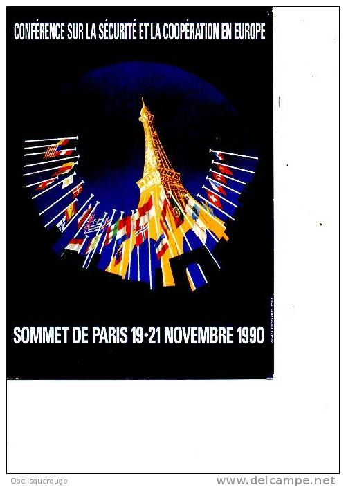 CONFERENCE SUR LA SECURITE 1990 EUROPE TIMBRE ET CACHET SOMMET DE PARIS TOUR EIFFEL - Demonstrations