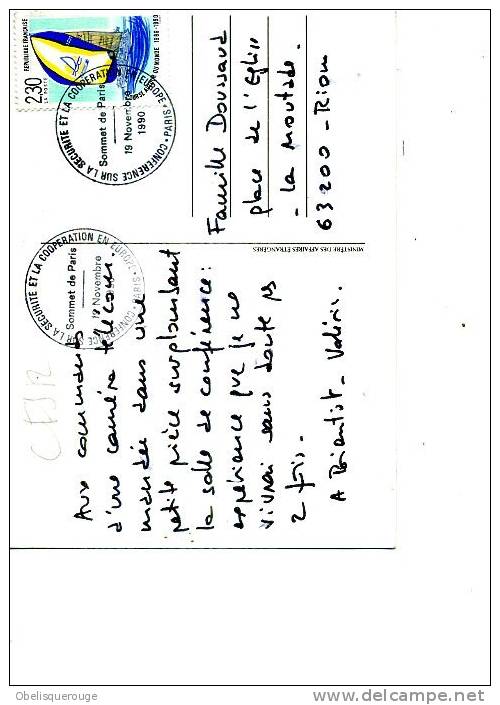 CONFERENCE SUR LA SECURITE 1990 EUROPE TIMBRE ET CACHET SOMMET DE PARIS TOUR EIFFEL - Demonstrations