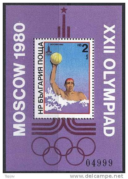 BULGARIA - BULGARIE  - OLYMPIC  MOSCOW - WATER POLO  - **MNH - 1980 - Water Polo