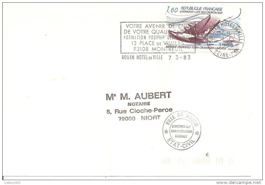 N°  PA 56   ROUEN     Vers    NIORT Le   07 MARS1983 - Covers & Documents