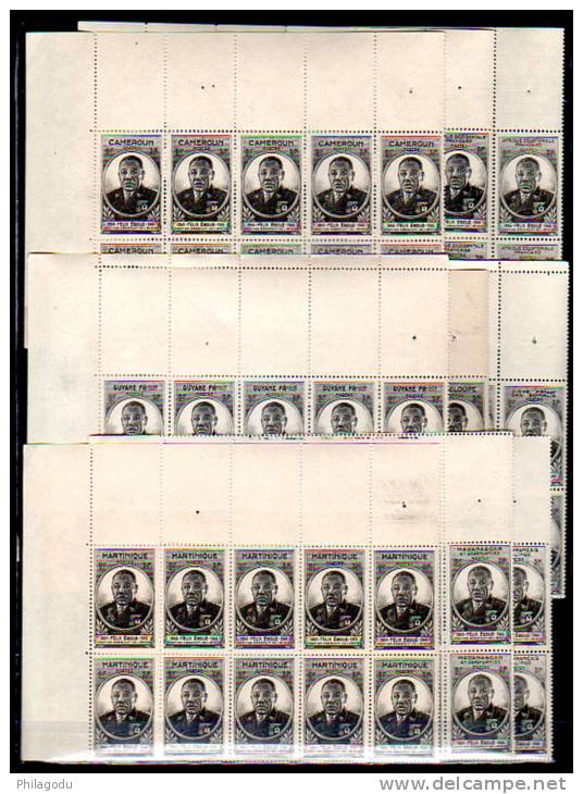 Félix Eboué, 13 Valeurs **, Bloc De 10 Avec Bord, Cote 93,50 €, - 1945 Gouverneur-Général Félix Éboué