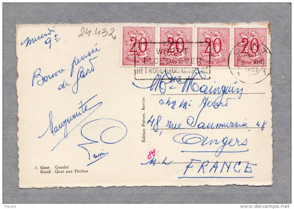 24432   Belgio,   Gand,  Quai  Aux  Herbes,  VG  1953 - Gent