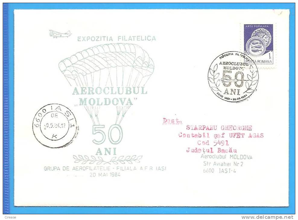 Aeroclub Moldova, Parachute. Romania Cover 1984 - Fallschirmspringen