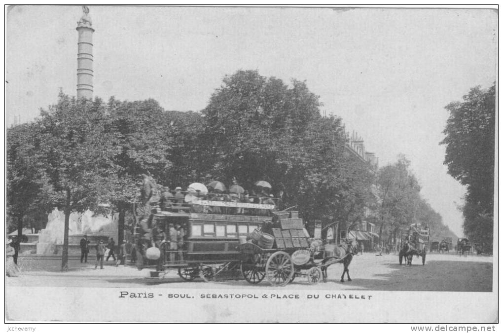 PARIS  Boul Sébastopol Et Place Du Chatelet - Transport Urbain En Surface