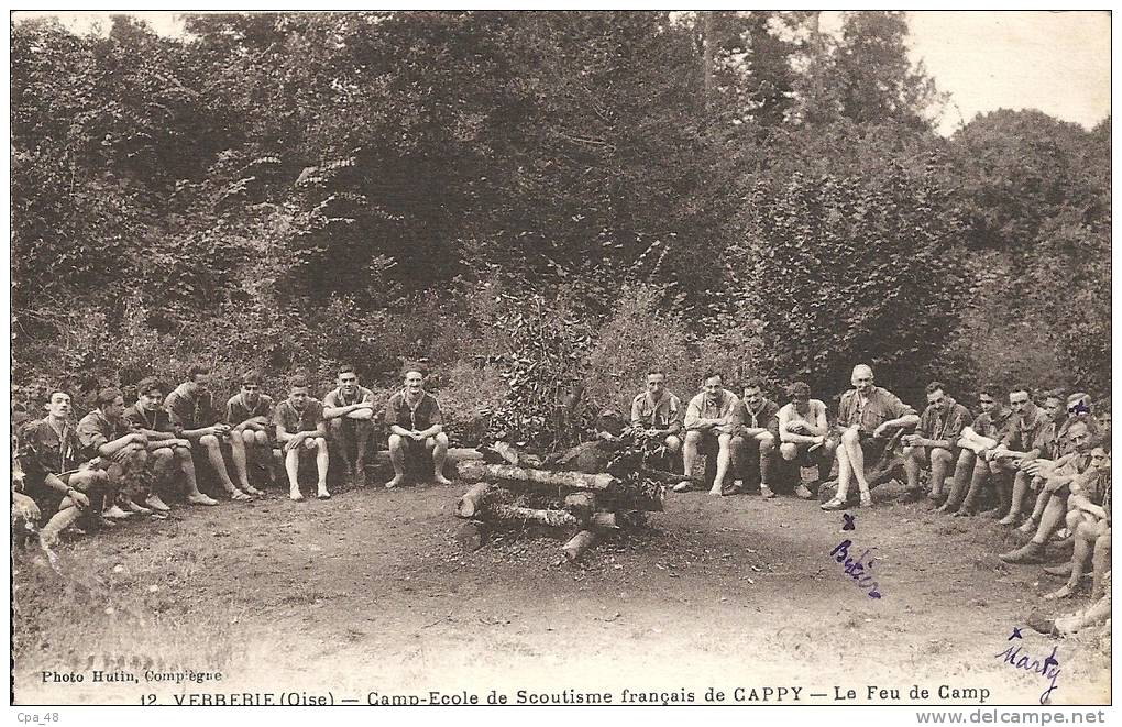 Oise- Verberie -Camp-Ecole De Scoutisme Français De CAPPY, Le Feu De Camp. - Verberie
