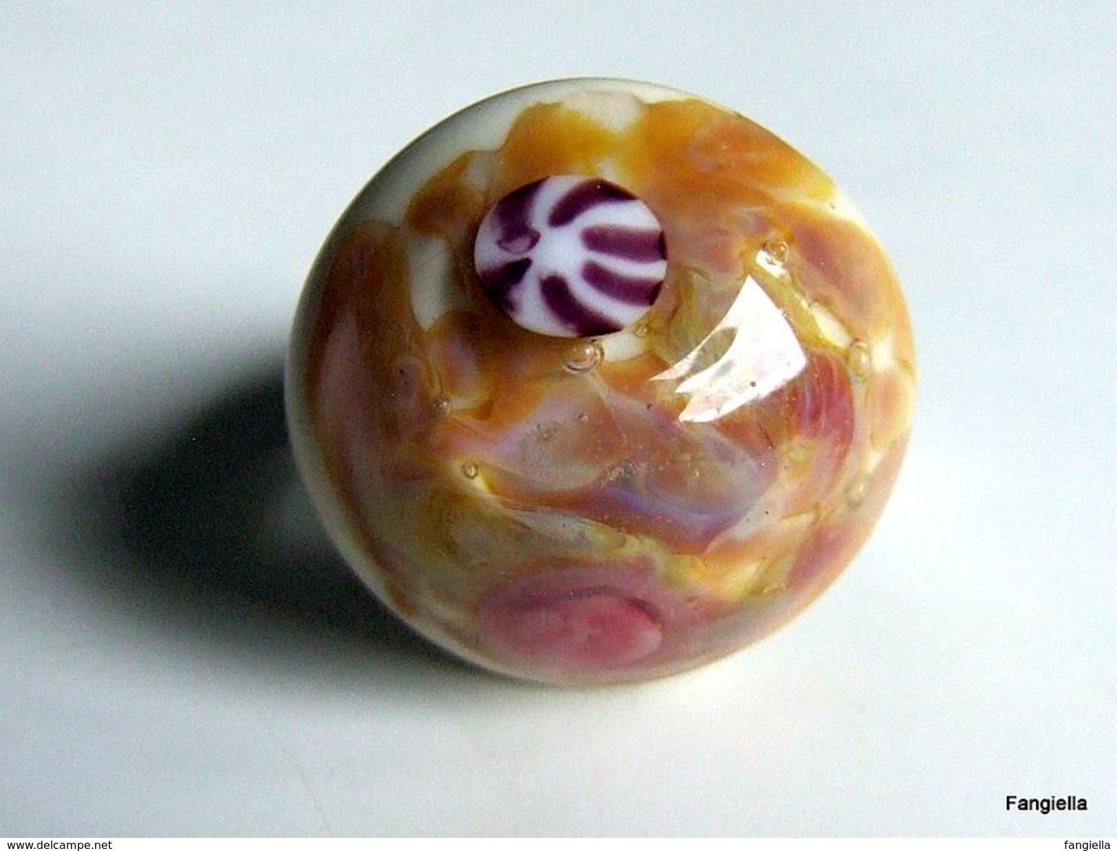 Bague Beige Rose Verre Filé Au Chalumeau Par Une Artiste Fileuse De Verre Pièce Unique Sur Anneau Réglable  Une Belle Ha - Anelli