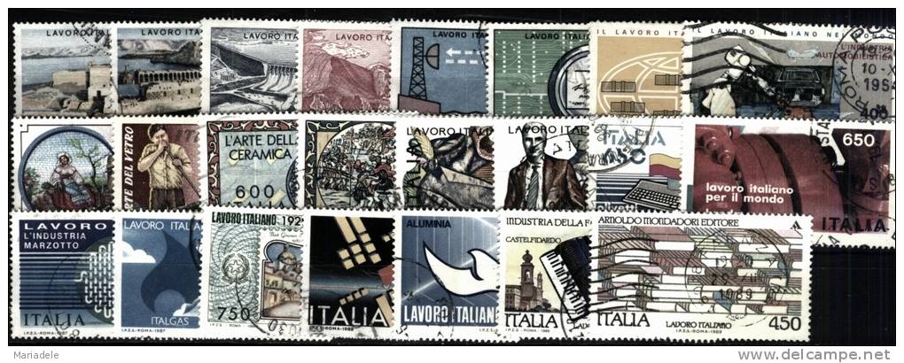 Italia 1980-89, Lavoro Italiano Nel Mondo (o), Giro Completo 23 Valori - Collections