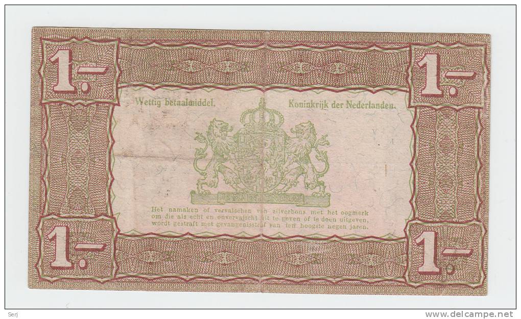 Netherlands 1 Gulden Zilverbon 1938 VF+ - 1 Gulde