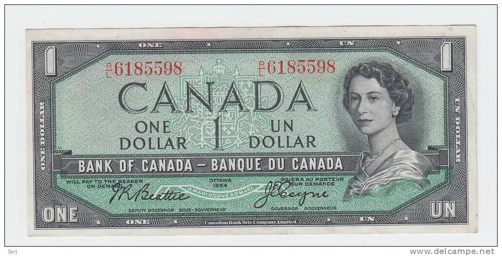 Canada 1 Dollar 1954 QEII VF++ P 74a 74 A - Canada