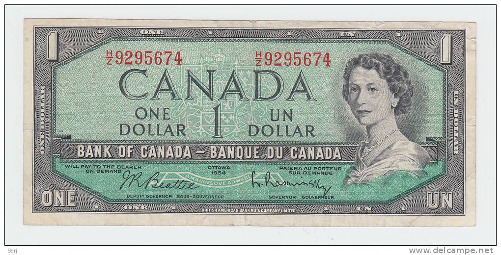 Canada 1 Dollar 1954 QEII VF P 74b 74 B - Canada