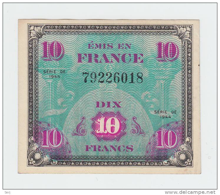 France 10 Francs 1944 VF++ CRISP Banknote P 116 - 1944 Flag/France