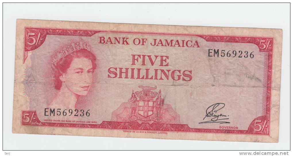 JAMAICA 5 Shillings 1960 (1964) VF P 51Aa 51A A - Jamaica