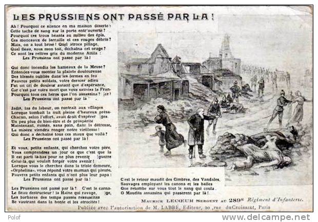 MILITARIA-les Prussiens Ont Passe Par La ! De Maurice Lecoeur Sergent Au 289° Infanterie (32214) - 1900-1949