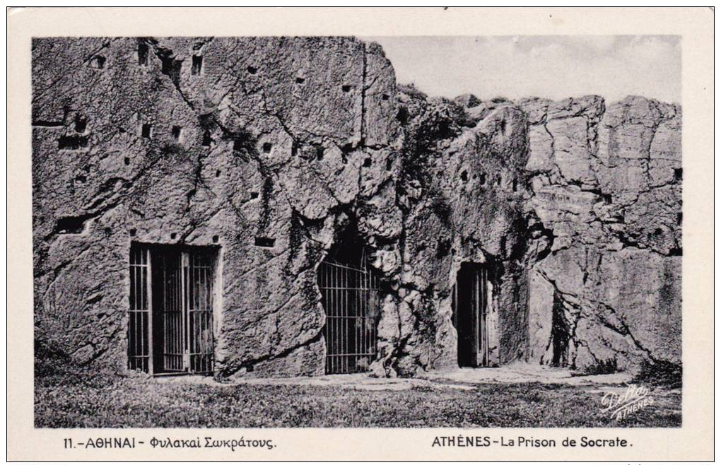 OLD POST CARD OF LA PRISON DE SOCRATE,ATHENES,GREECE.Y6. - Greece