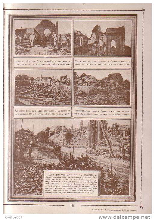 Guerre  14-18   Region De Combles  Village De La Somme - Combles