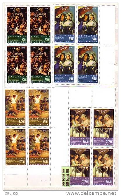 1996 WORLD PAINTINGS - GOYA 4v.- MNH   Block Of Four BULGARIA / Bulgarie - Neufs