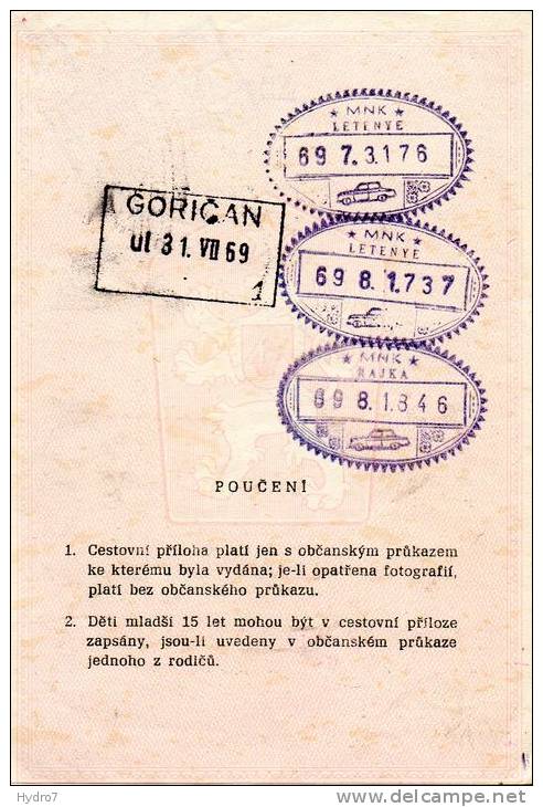 Czechoslovakia  1970 Ersatz Passport For Socialist Countries - Documenti Storici
