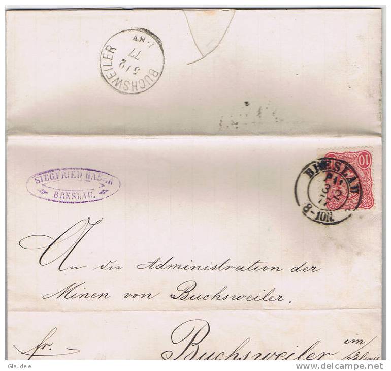 Allemagne:empire.lettre  Breslau à Buchsweiller - Oblitérés