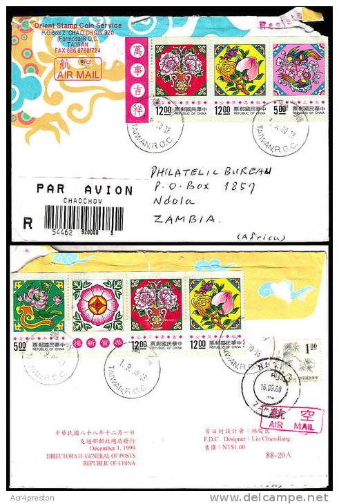 Cov204 Taiwan (ROC) 2000, Registered Cover From Taiwan To Ndola, Zambia - Covers & Documents