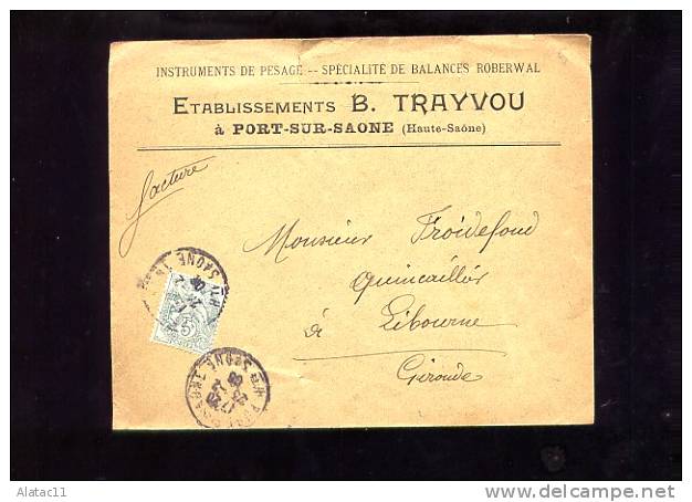 PORT  SUR  SAONE    -   B.  TRAYVOU   INSTRUMENTS  DE  PESAGE    1906     ENVELOPPE  A  EN  TÊTE   COMMERCIALE - Alimentaire