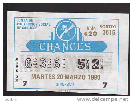 Lotto - Lottery - Junta De Proteccion Social De San Jose 1990 - Lottery Tickets