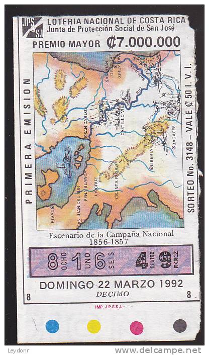 Lotto - Lottery - Loteria Nacional De Costa Rica 1992 - Lottery Tickets