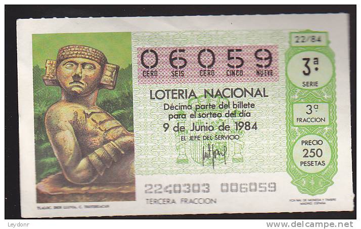 Lotto - Lottery - Loteria Nacional Espana - Spain - Indian Artifacts - Lottery Tickets