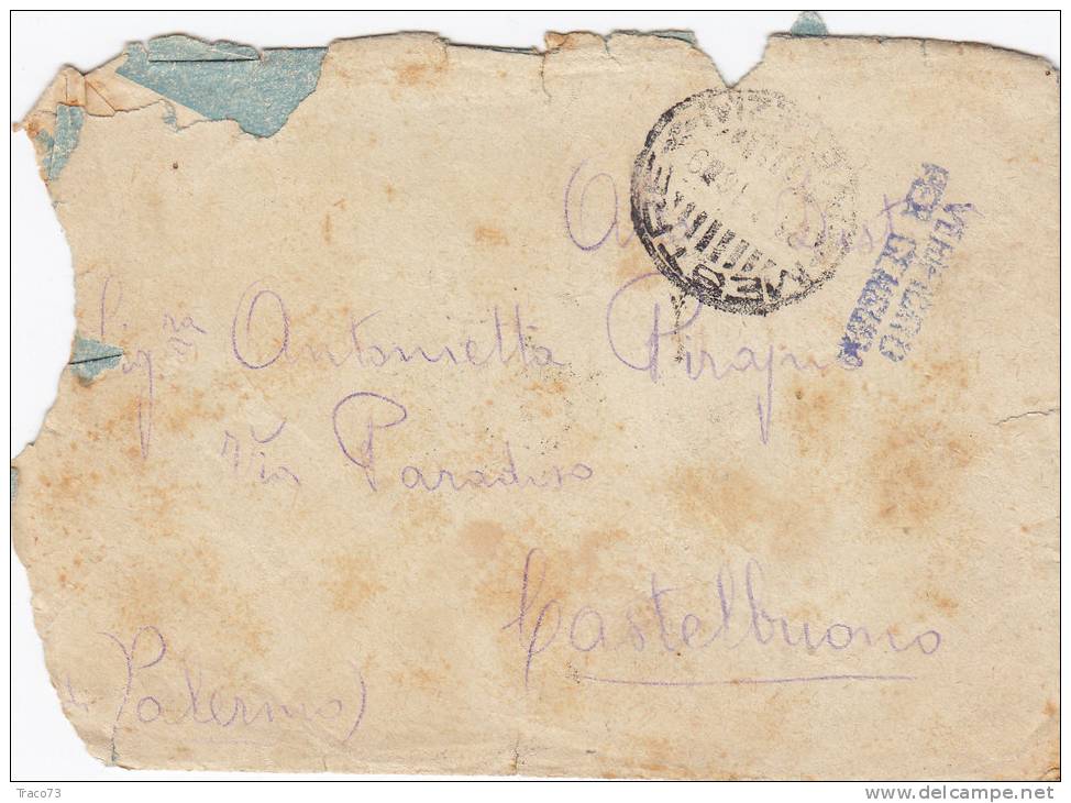 MESTRE  /  CASTELBUONO - Lettera  - 25.01.1918 - " Verificato Per Censura " - Leoni Cent. 10 X 2 - Marcophilia (AirAirplanes)