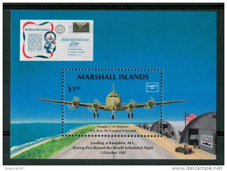 1986 Isole Marshall Trasporti Transport Aerei Aircraft Avions Block  MNH**B338 - Aerei