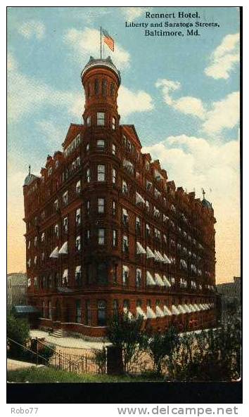 1917 USA Postcard. Rennert Hotel. Liberty And Saratoga Street, Baltimore, Md.   (T21019) - Baltimore