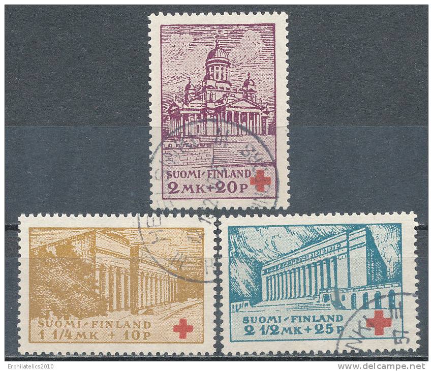 FINLAND 1932 HELSINKI UNIVERSITY LIBRARY  RED CROSS SC# B9-11 VF USED  CV$ 57+ - Usados