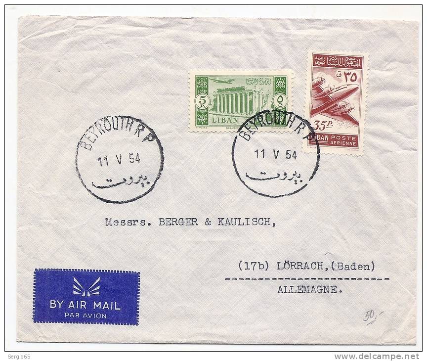 COVER - Traveled 1954th - Lebanon